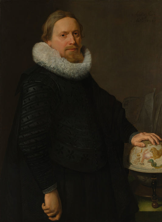 Man with a Celestial Globe, vintage artwork by Nicolaes Eliasz. Pickenoy, 12x8" (A4) Poster