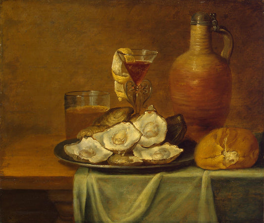 Breakfast with Oysters, vintage artwork by Jacob Foppens van Es, 12x8" (A4) Poster