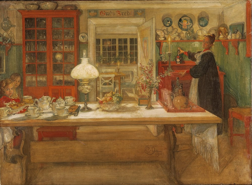 Getting Ready for a Game, vintage artwork by Carl Larsson, 12x8" (A4) Poster
