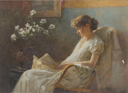 A Comfortable Corner, vintage artwork by Charles Courtney Curran, 12x8" (A4) Poster