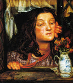 Girl at Lattice, vintage artwork by Dante Gabriel Rossetti, 12x8" (A4) Poster