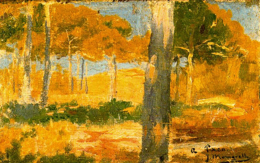 Paisaje, vintage artwork by Jose Mongrell Torrent, 12x8" (A4) Poster