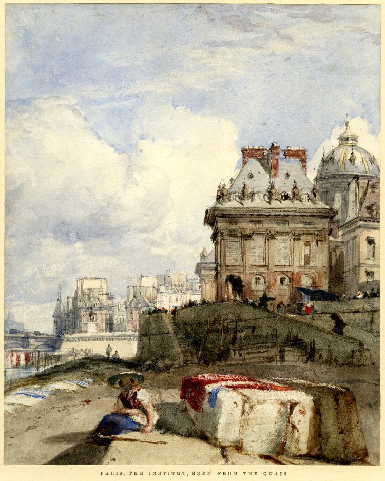 The Institut, Paris, seen from the Quais, vintage artwork by Richard Parkes Bonington, A3 (16x12") Poster Print