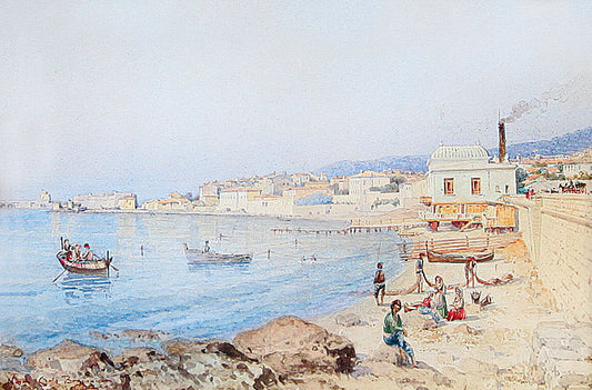 The Harbor, vintage artwork by Carlo Brancaccio, 12x8" (A4) Poster