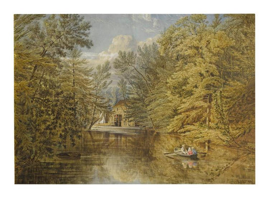 Boating on the Old Croton Reservoir, NY, vintage artwork by William Rickarby  Miller, A3 (16x12") Poster Print