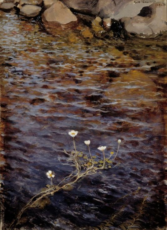 Pond Water Crowfoot, vintage artwork by Eero Järnefelt, 12x8" (A4) Poster