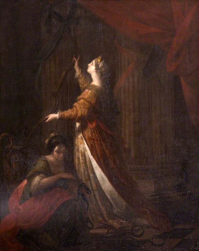 Penelope Taking Down the Bow of Ulysses, vintage artwork by Angelica Kauffmann, 12x8" (A4) Poster