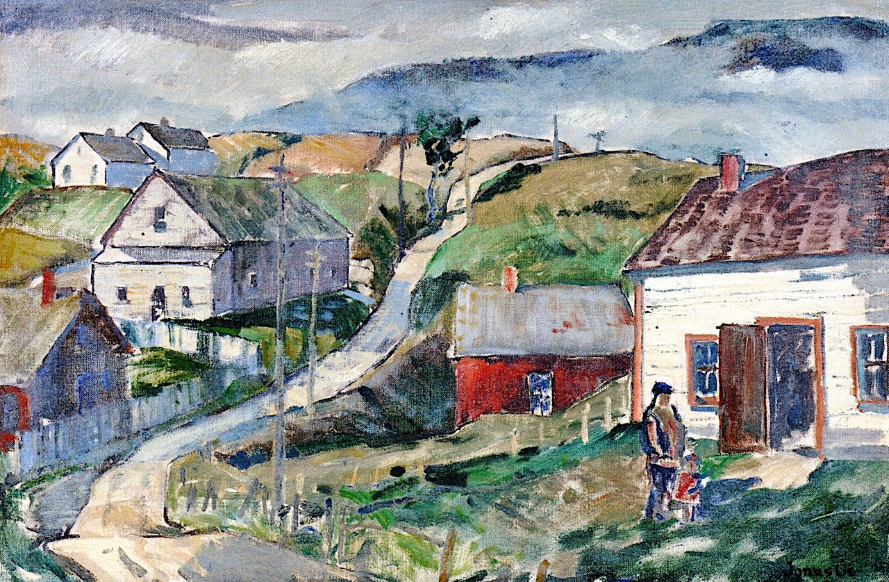 Seaside Village, vintage artwork by Jonas Lie, 12x8" (A4) Poster