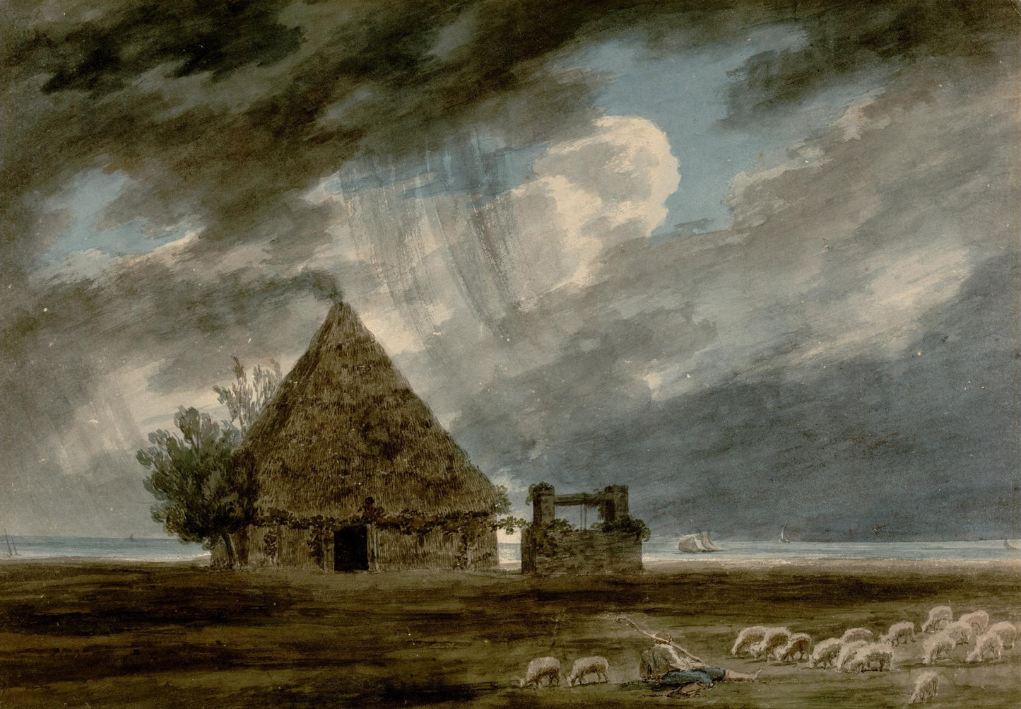 Shepherd's Hut between Naples and Portici, vintage artwork by John Robert Cozens, 12x8" (A4) Poster