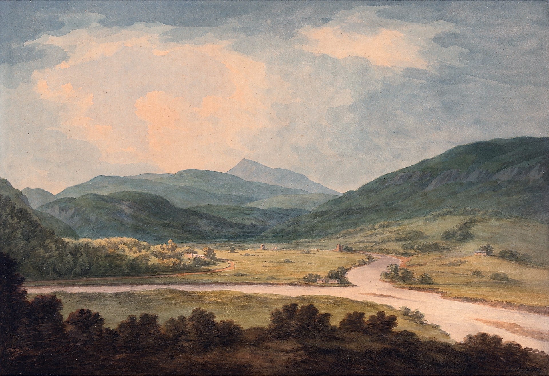 The Junction of Lyon and Tay, vintage artwork by John Warwick Smith, 12x8" (A4) Poster