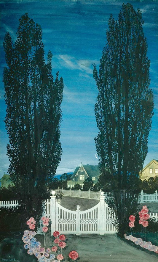 by  the gate, vintage artwork by Thorolf Holmboe, 12x8" (A4) Poster