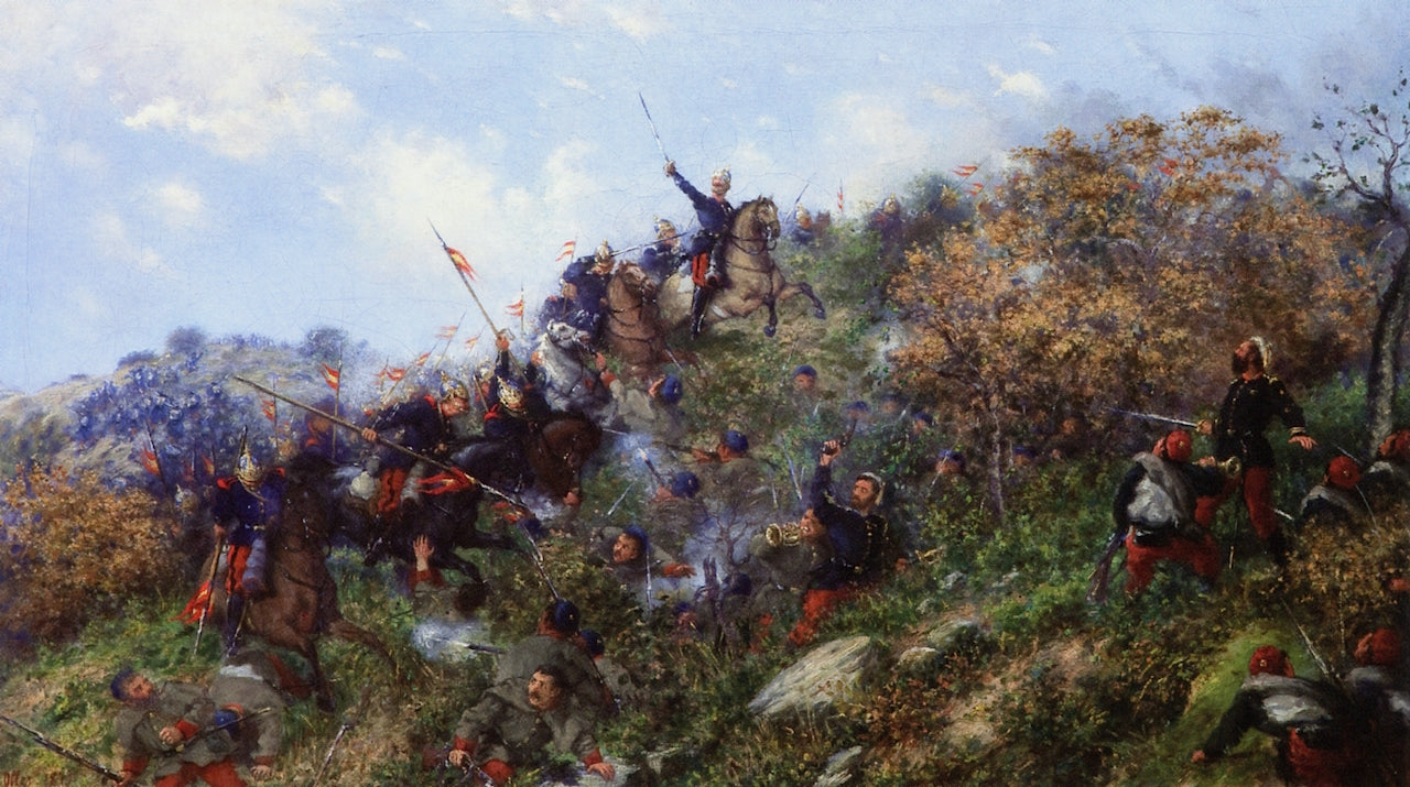 The Battle of Treviño, vintage artwork by Francisco Oller, 12x8" (A4) Poster