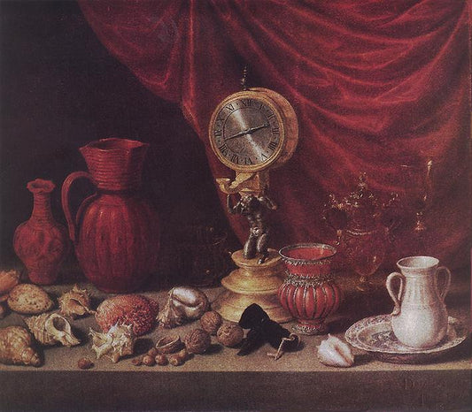 Still Life with Pendulum, vintage artwork by Antonio de Pereda, 12x8" (A4) Poster
