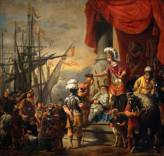 Aeneas at the Court of Latinus, vintage artwork by Ferdinand Bol, 12x8" (A4) Poster