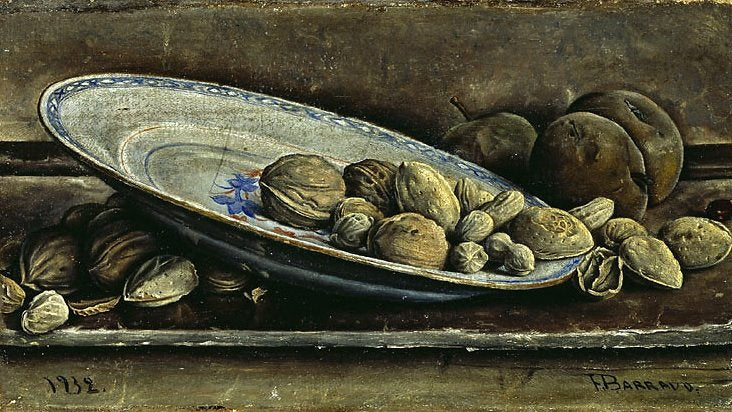 Nuts, vintage artwork by François-Emile Barraud, 12x8" (A4) Poster