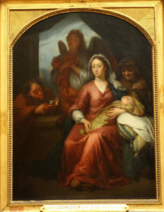 The Holy Family with Saint Anne and Angel, vintage artwork by Godfried Schalcken, 12x8" (A4) Poster