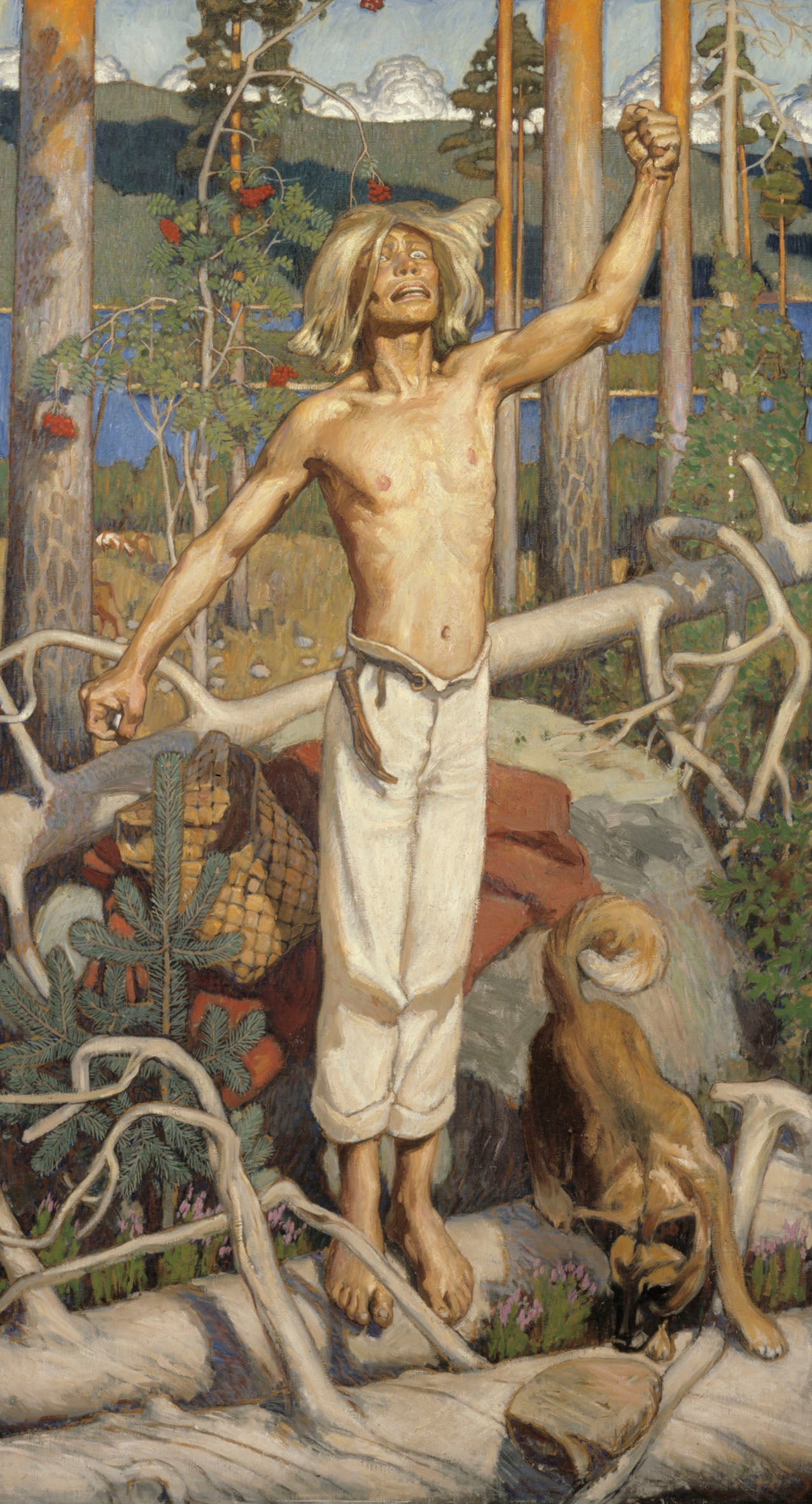 Kullervo cursing, vintage artwork by Akseli Gallen-Kallela, 12x8" (A4) Poster