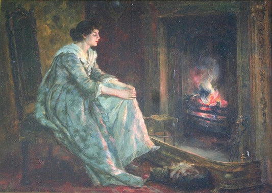 Fireside Memories, vintage artwork by George Sheridan Knowles, 12x8" (A4) Poster