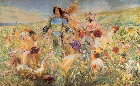 The Knight of the Flowers, vintage artwork by Georges Antoine Rochegrosse, 12x8" (A4) Poster