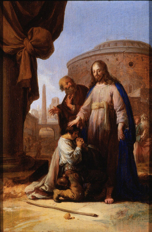 Christ and the Rich Youth, vintage artwork by Bartholomeus Breenbergh, 12x8" (A4) Poster