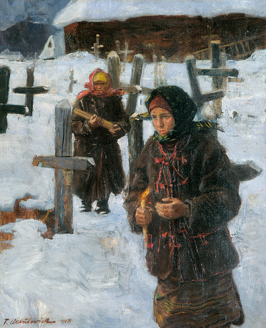 All Souls' Day, vintage artwork by Theodor Axentowicz, 12x8" (A4) Poster