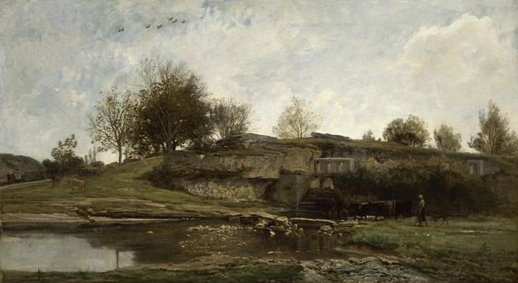 Ecluse dans la Vallee d'Optivoz (Isere), vintage artwork by Charles-François Daubigny, A3 (16x12") Poster Print