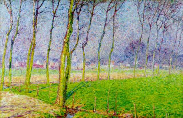 Poplars in Maartezon, vintage artwork by Modest Huys, 12x8" (A4) Poster