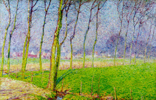 Poplars in Maartezon, vintage artwork by Modest Huys, 12x8" (A4) Poster