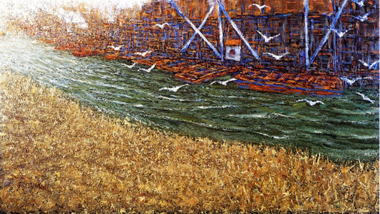 Flushing River, vintage artwork by Arnold Friedman, 12x8" (A4) Poster