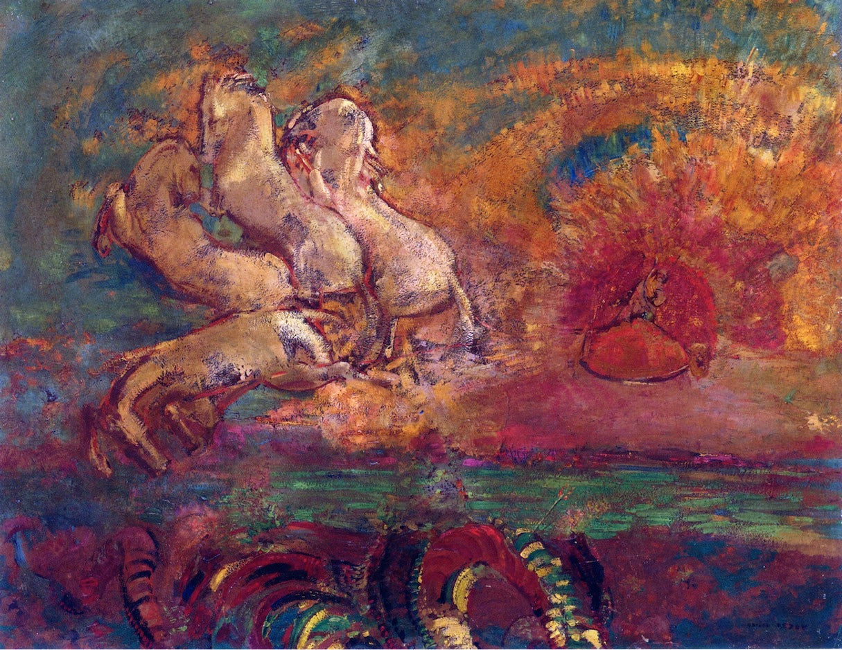 Apollo's Charriot and the Dragon, vintage artwork by Odilon Redon, 12x8" (A4) Poster