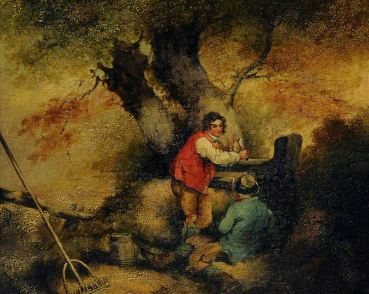 Labourers Resting, vintage artwork by George Morland, 12x8" (A4) Poster