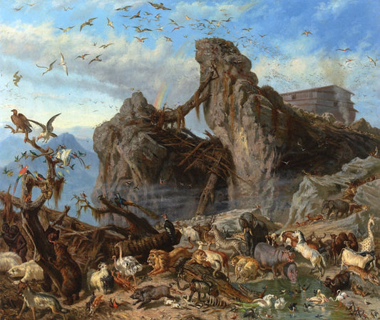 After the Flood: the Exit of the Animals from the Ark, vintage artwork by Filippo Palizzi, A3 (16x12") Poster Print