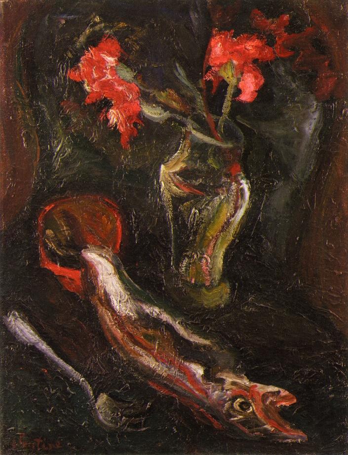 Flowers and Fish by Chaim Soutine,16x12(A3) Poster