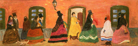 To Mass, vintage artwork by Pedro Figari, 12x8" (A4) Poster
