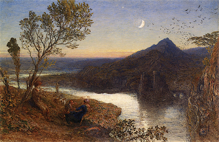 Classical River Scene, vintage artwork by Samuel Palmer, A3 (16x12