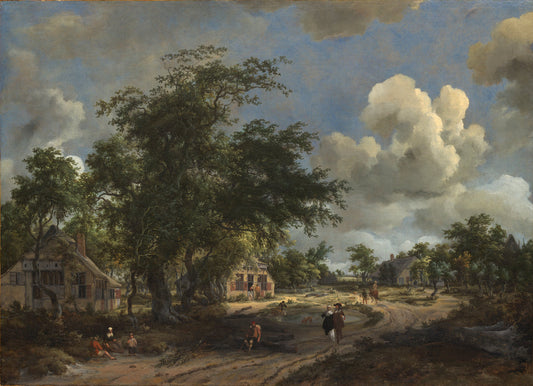A View on a High Road, vintage artwork by Meindert Hobbema, 12x8" (A4) Poster