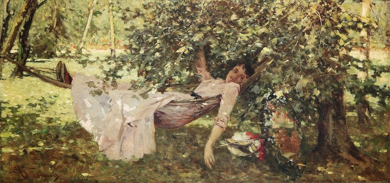 Young woman in the shade, vintage artwork by Achille Formis Befani, 12x8" (A4) Poster