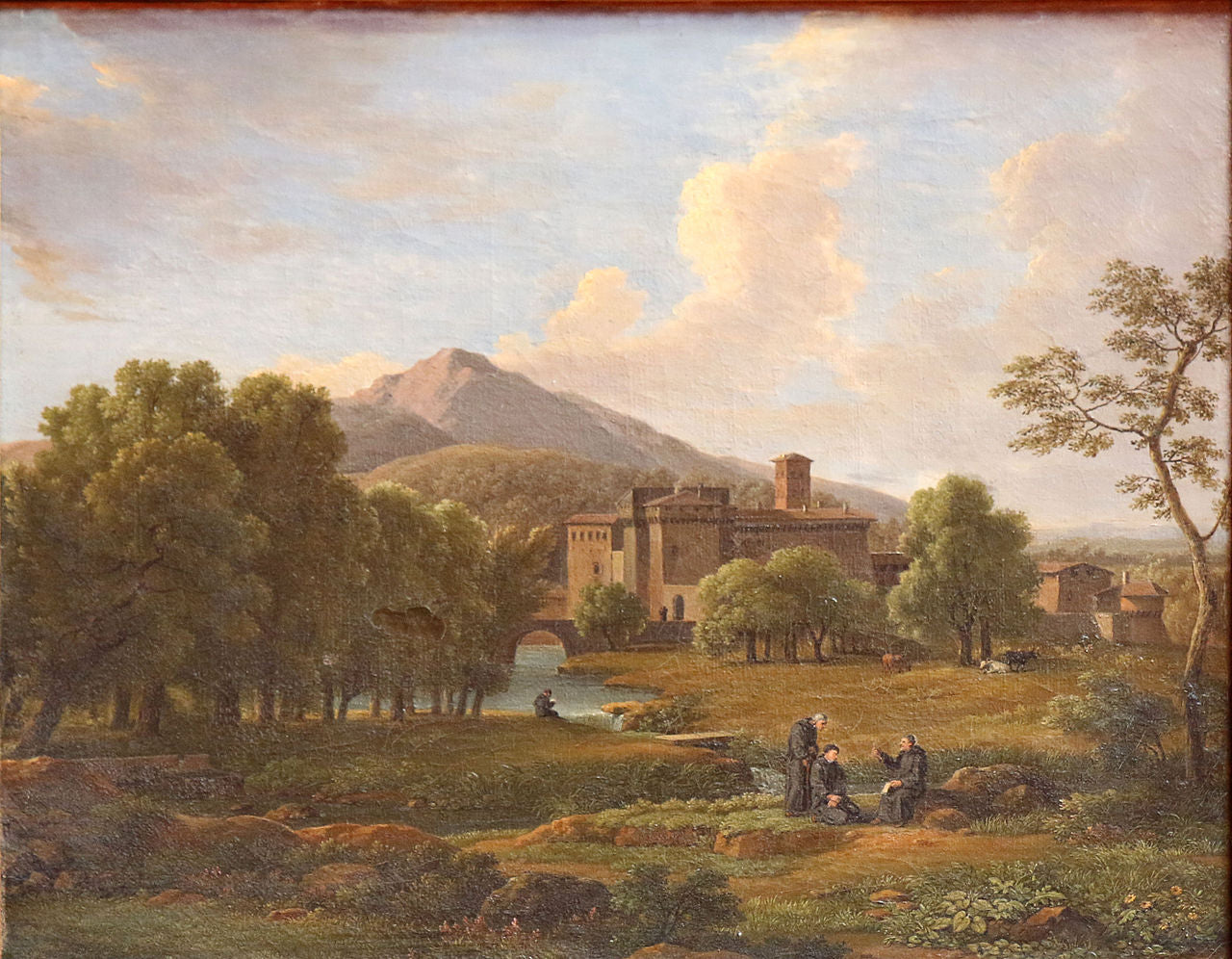 View of the convent of Grotta Ferrata and its surroundings, vintage artwork by Jean-Joseph-Xavier Bidauld, 12x8" (A4) Poster