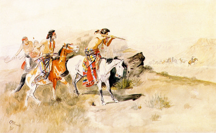 Attack on Muleteers by Charles Marion Russell,A3(16x12