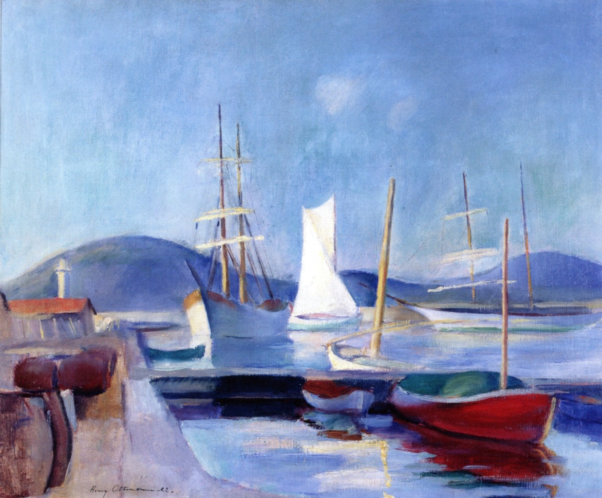 Sailboats by Henri Ottmann,16x12(A3) Poster