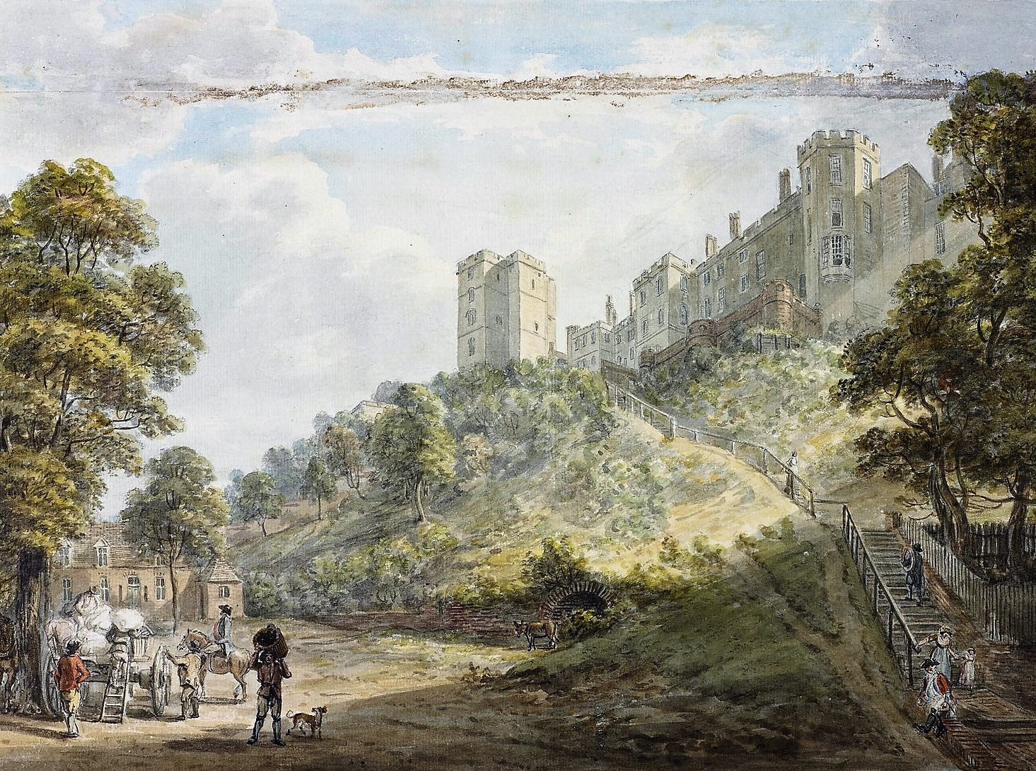The Hundred Steps, Windsor Castle, vintage artwork by Paul Sandby , R.A., 12x8" (A4) Poster