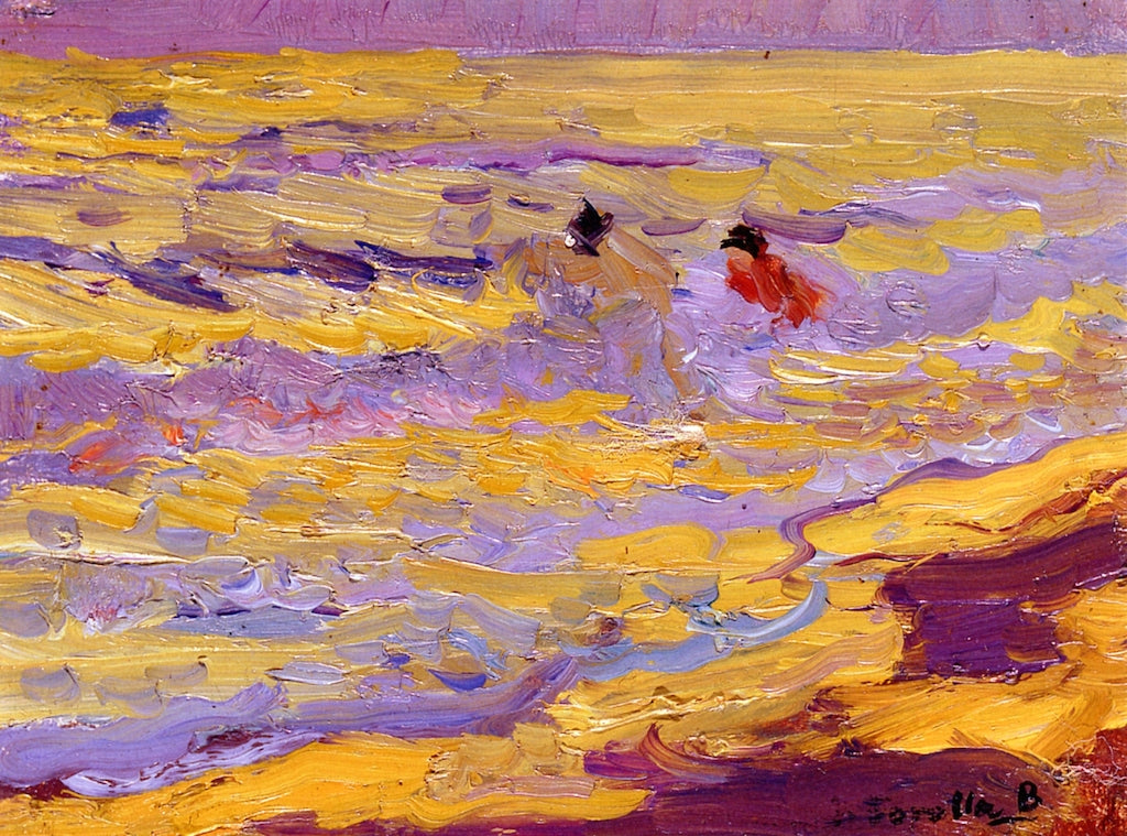 The Beach, Valencia (Two Bathers), vintage artwork by Joaquin Sorolla y Bastida, 12x8" (A4) Poster