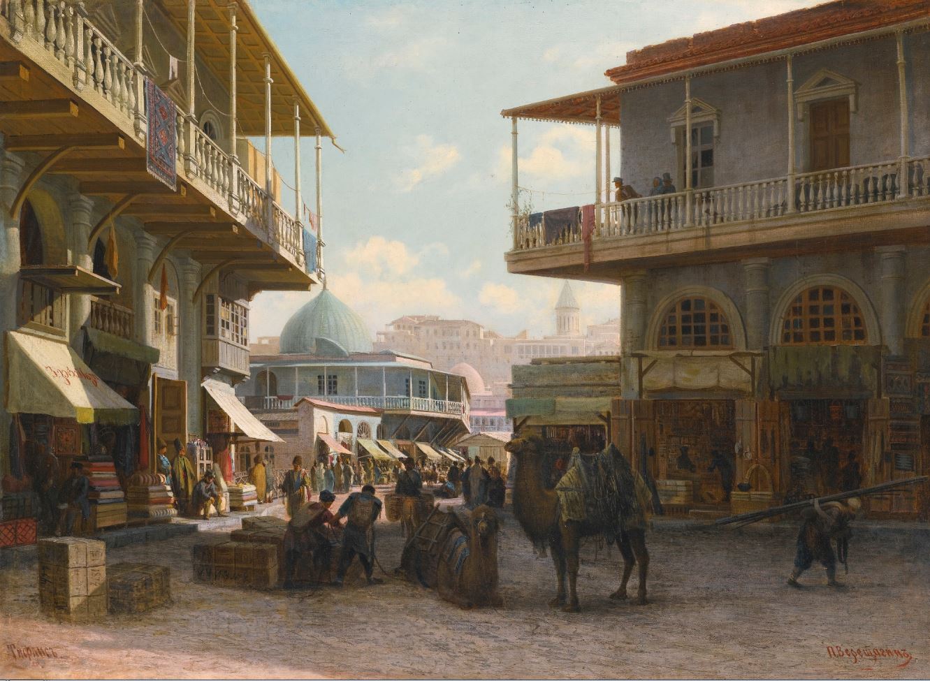 View of Tiflis, vintage artwork by Piotr Petrovitsch Vereshchagin, 12x8" (A4) Poster