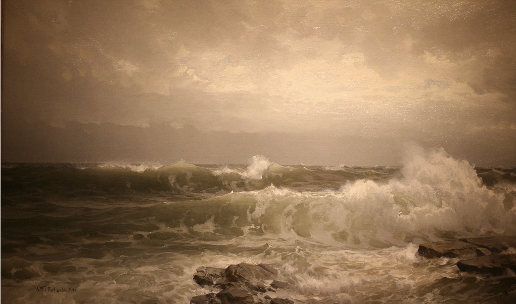 Breakers at Beaver Trail, vintage artwork by William Trost Richards, 12x8" (A4) Poster