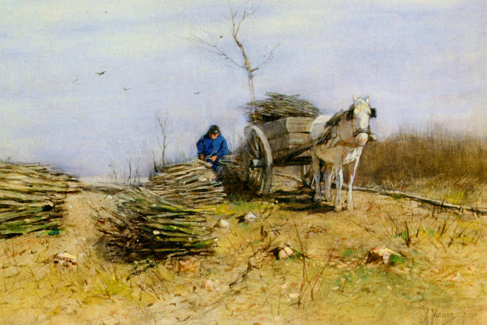 The Wood Gatherer, vintage artwork by Anton Mauve, 12x8" (A4) Poster
