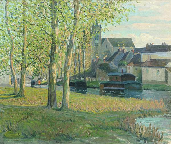 Church at Moret-Sur-Loing, vintage artwork by Ernest Lawson, 12x8" (A4) Poster