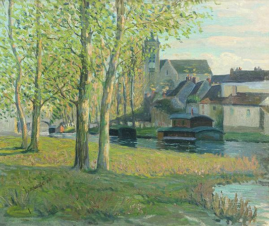 Church at Moret-Sur-Loing, vintage artwork by Ernest Lawson, 12x8" (A4) Poster