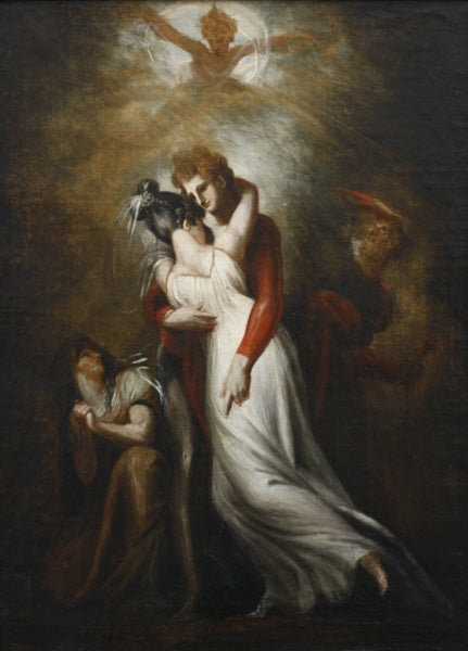 Hüon and Rezia, Fatime, Scherasmin and Oberon, vintage artwork by Johann Heinrich Füseli, 12x8" (A4) Poster