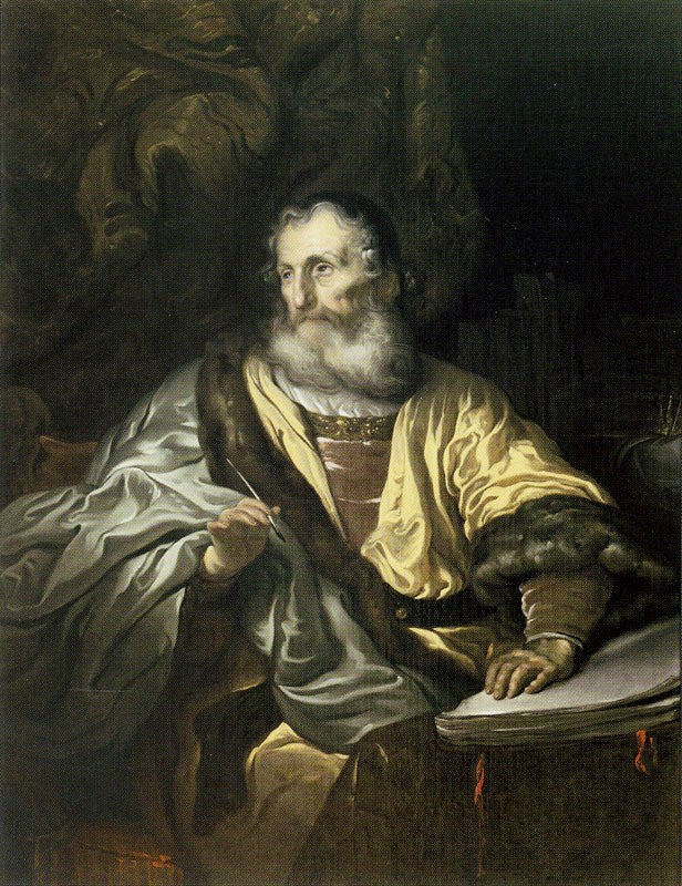 King David Writing Psalms, vintage artwork by Govaert Flinck, 12x8" (A4) Poster