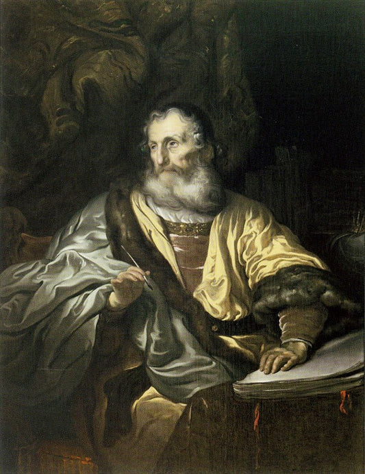 King David Writing Psalms, vintage artwork by Govaert Flinck, 12x8" (A4) Poster